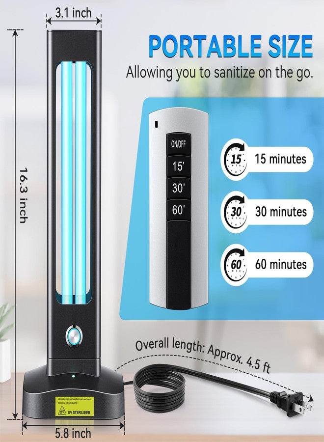 Qualirey Ultraviolet Lamp, 55W UV Light with Ozone Purifier for Room, UVC Disinfection Lamp with 3 Step Timing Remote Control, Blue Light, Purification for Bathroom Bedroom Toilet - Image 2